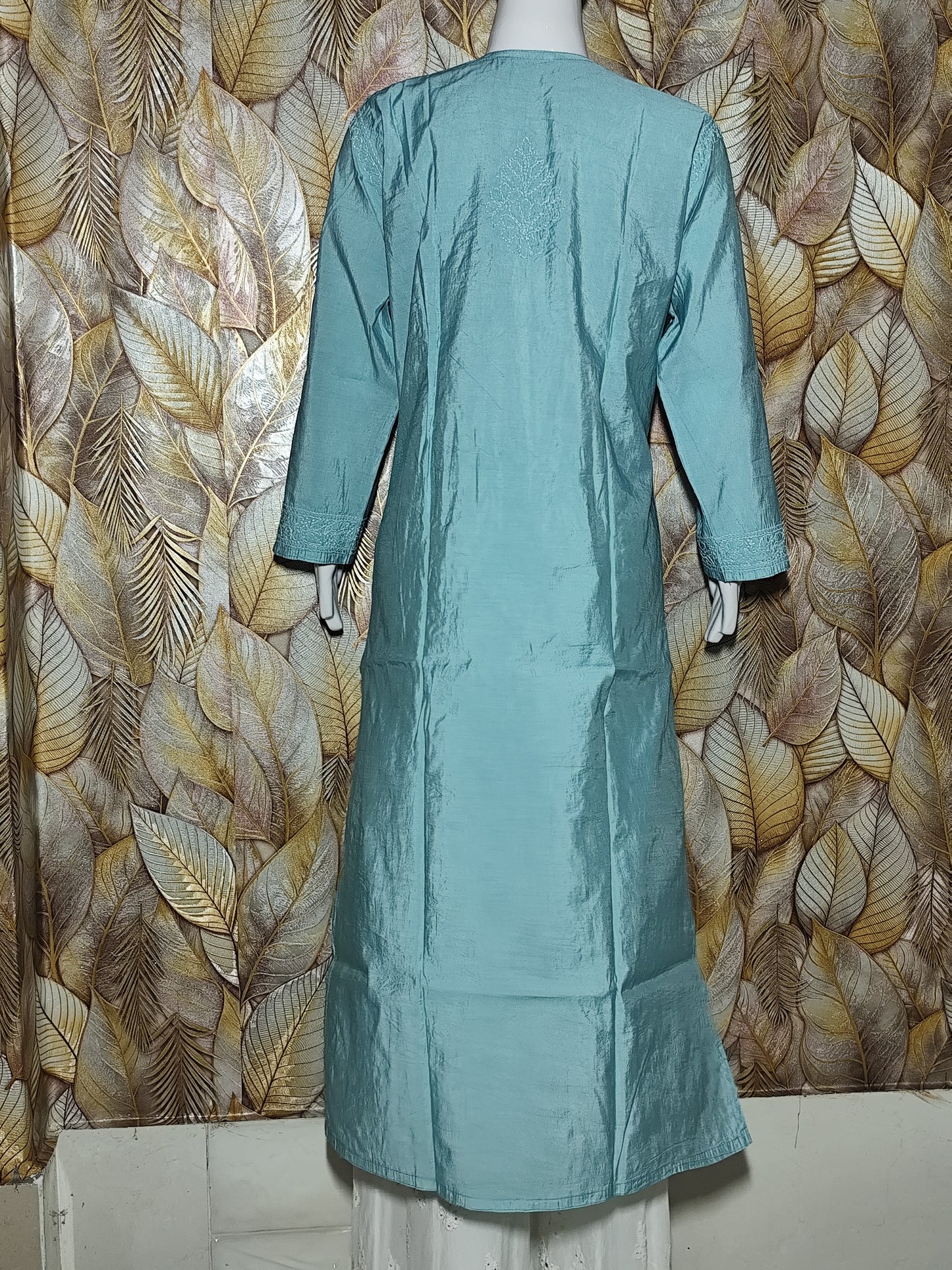 Chandari Hand Embroidery Bhakhiya -Teal Blue