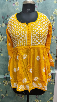 Rayon Peplum Chikankari Tunic Top | Lucknowi Hand Embroidery | Casual Festive Wear