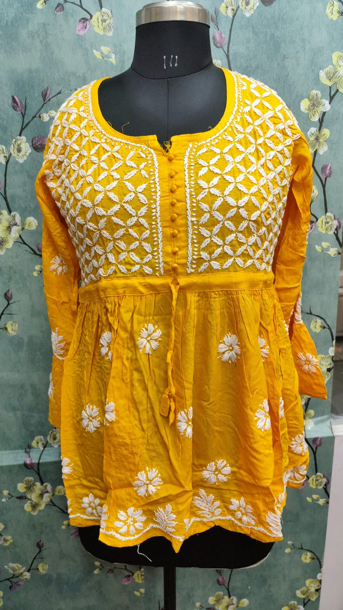 Rayon Peplum Chikankari Tunic Top | Lucknowi Hand Embroidery | Casual Festive Wear