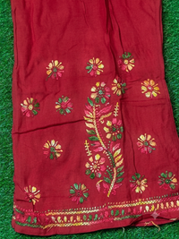 Red Rayon chikankari Embroidered Palazzo Pants