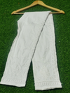 Elegant Off-White/White Cotton Lycra Embroidered Pants