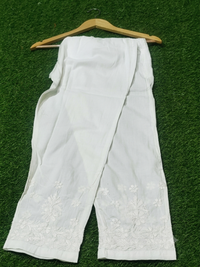White Cotton Embroidered Pants