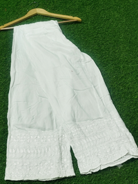 White Rayon Embroidered Palazzo Pants