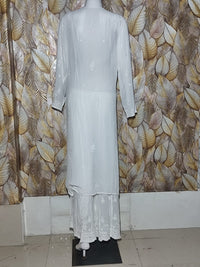 Chikankari Viscous Set White with Mukesh Work