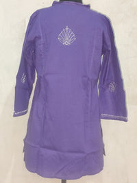 Vibrant Purple / Lavender shade Cotton Short Chikan Kurti