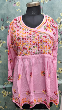 Rayon Peplum Chikankari Tunic Top | Lucknowi Hand Embroidery | Casual Festive Wear