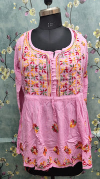 Rayon Peplum Chikankari Tunic Top | Lucknowi Hand Embroidery | Casual Festive Wear