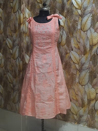 Chikankari Strip Gown-Baby Pink
