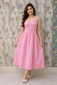 Chikankari Strip Single Dress