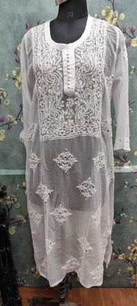 Georgette Chikankari Dupatta | Gala Booti & Daman Embroidery | Lucknowi Craft