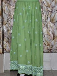 Chikankari Skirt with Ghaspatti Embrodiery - Green
