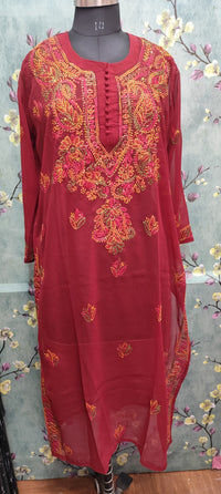 Georgette Chikankari Dupatta | Gala Booti & Daman Embroidery | Lucknowi Craft