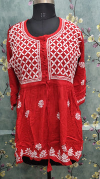 Rayon Peplum Chikankari Tunic Top | Lucknowi Hand Embroidery | Casual Festive Wear