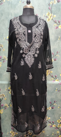 Georgette Chikankari Dupatta | Gala Booti & Daman Embroidery | Lucknowi Craft
