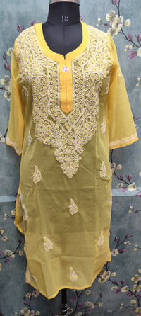 Georgette Chikankari Dupatta | Gala Booti & Daman Embroidery | Lucknowi Craft
