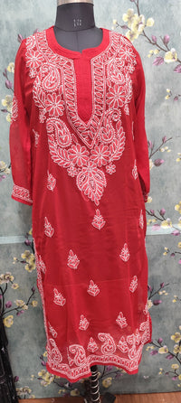 Georgette Chikankari Dupatta | Gala Booti & Daman Embroidery | Lucknowi Craft