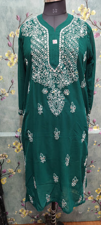 Georgette Chikankari Dupatta | Gala Booti & Daman Embroidery | Lucknowi Craft