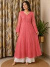 Chikankari Viscous Anarkali  Stitched With Pearl and Sequence Work