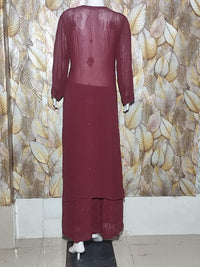 Viscose Georgette Lucknowi Chikankari Set Maroon / Wine Viscose Chikankari Set