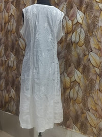 Chikankari Strip Gown White