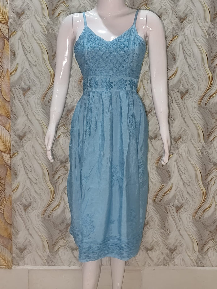 Chikankari Noodal Strap Kurti