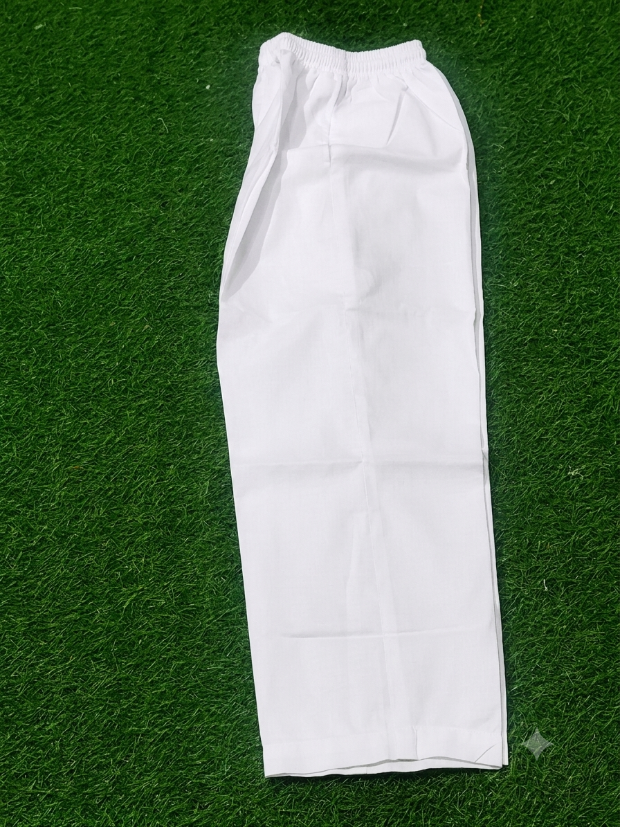 Men's Pure Cotton Solid White Pyjama / Trousers