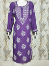 Deep Purple Lucknowi Chikankari Modal Kurti