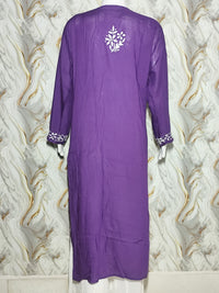 Deep Purple Lucknowi Chikankari Modal Kurti