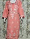Peach Coral Lucknowi Chikankari Modal Kurti