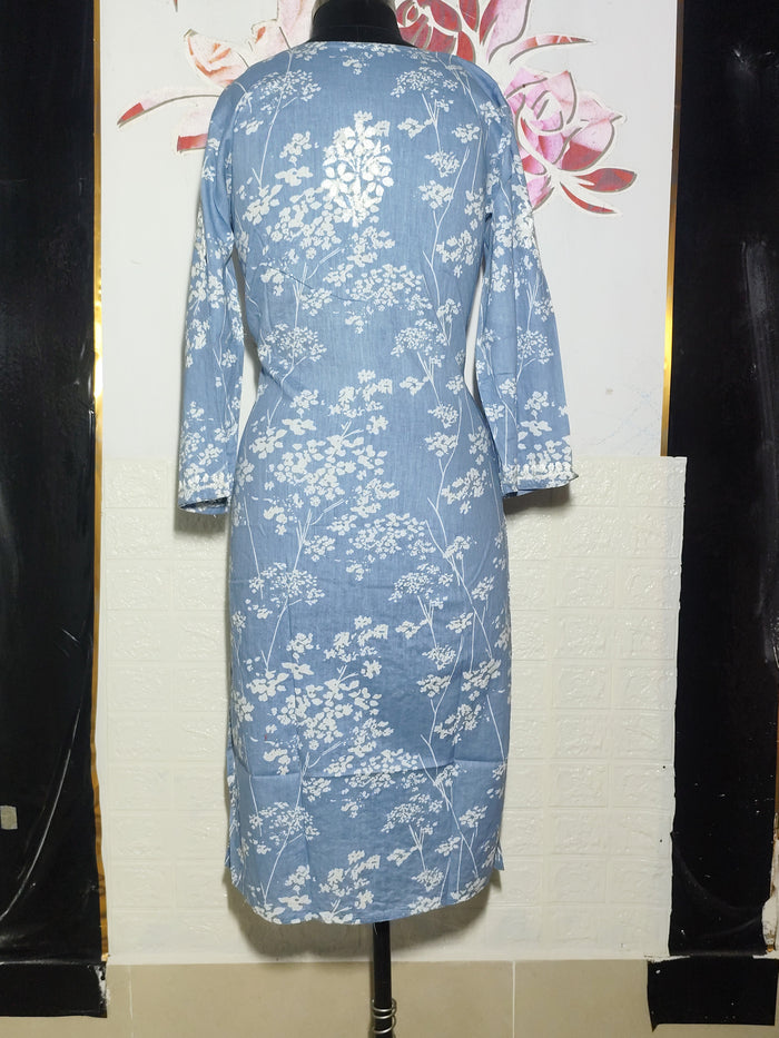 MYC Mal cotton Chikankari Kuri -Sky Blue