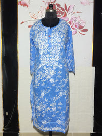 MYC Mal cotton Chikankari Kurti - Ink Blue