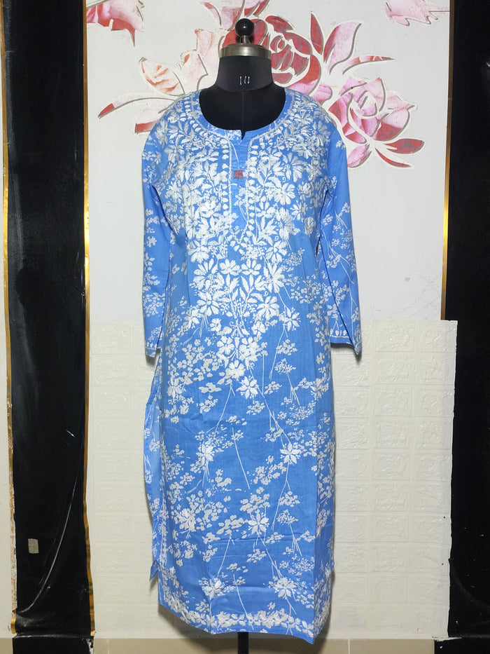 MYC Mal cotton Chikankari Kurti - Ink Blue