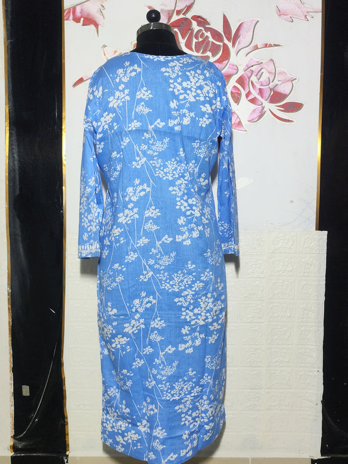 MYC Mal cotton Chikankari Kurti - Ink Blue