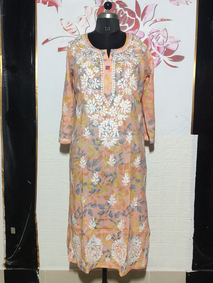 MYC Mal cotton Chikankari Kurti Beige