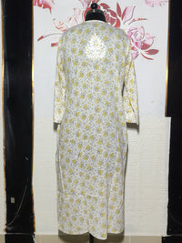 MYC Mal cotton Chikankari Kurti White and yellow