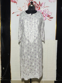MYC Mal cotton Chikankari Kurti  Purple And White