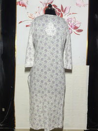 MYC Mal cotton Chikankari Kurti  Purple And White
