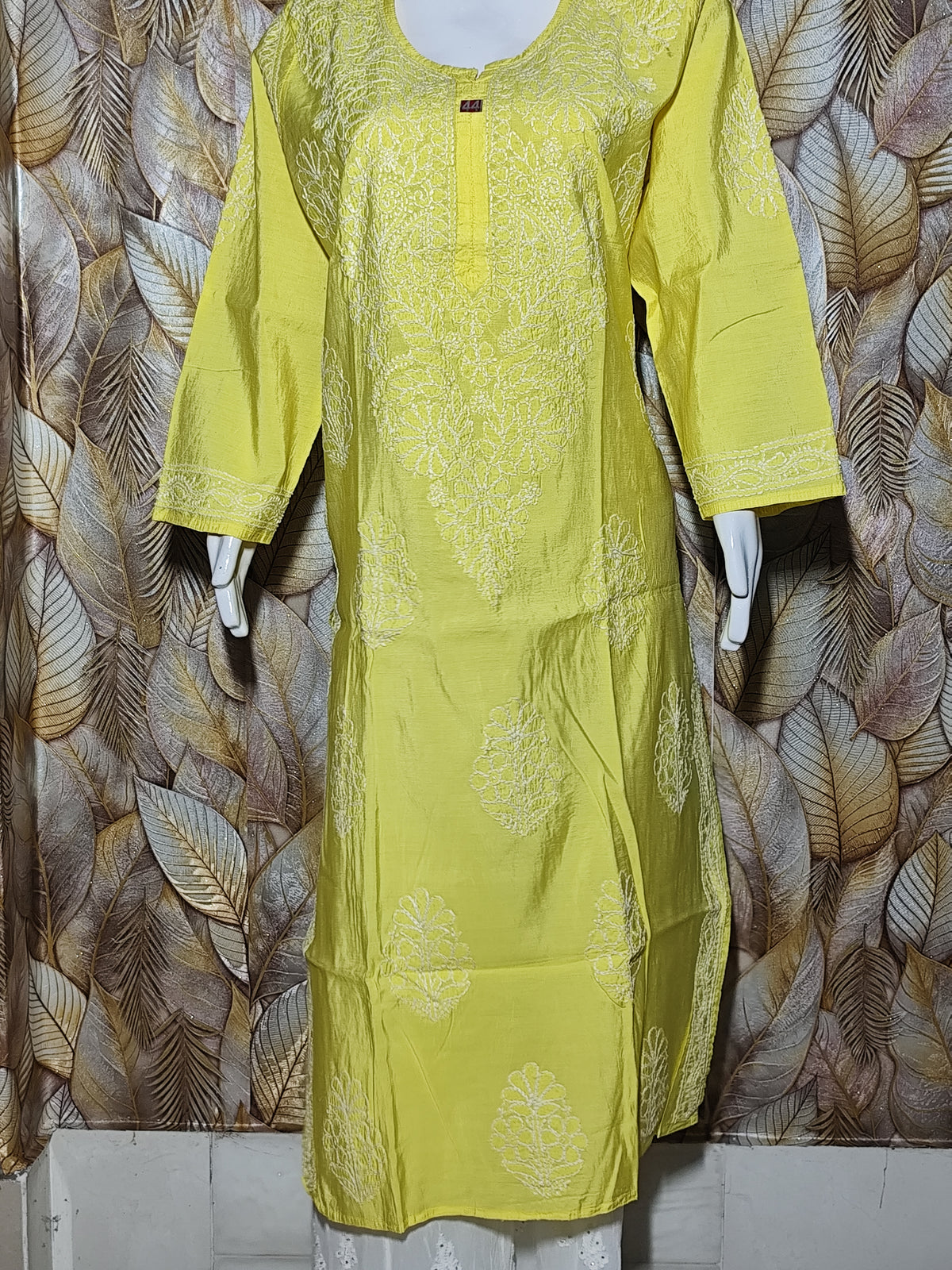 Chandari Hand Embroidery Bhakhiya -Lemon Yellow