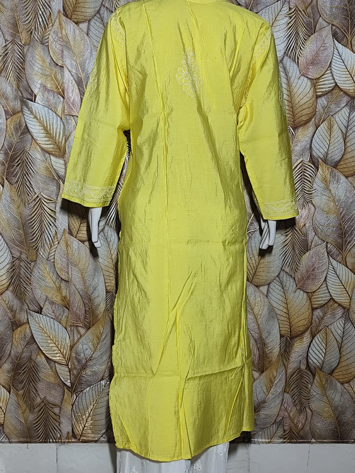 Chandari Hand Embroidery Bhakhiya -Lemon Yellow