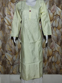 Chandari Hand Embroidery Bhakhiya Kurti - Silver Green