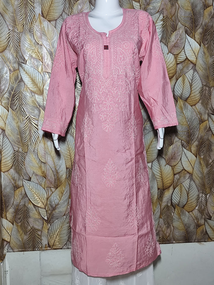 Chandari Hand Embroidery Bhakhiya -Onion Pink