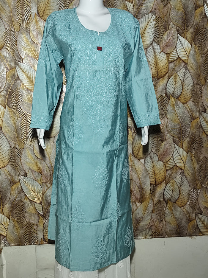 Chandari Hand Embroidery Bhakhiya -Teal Blue