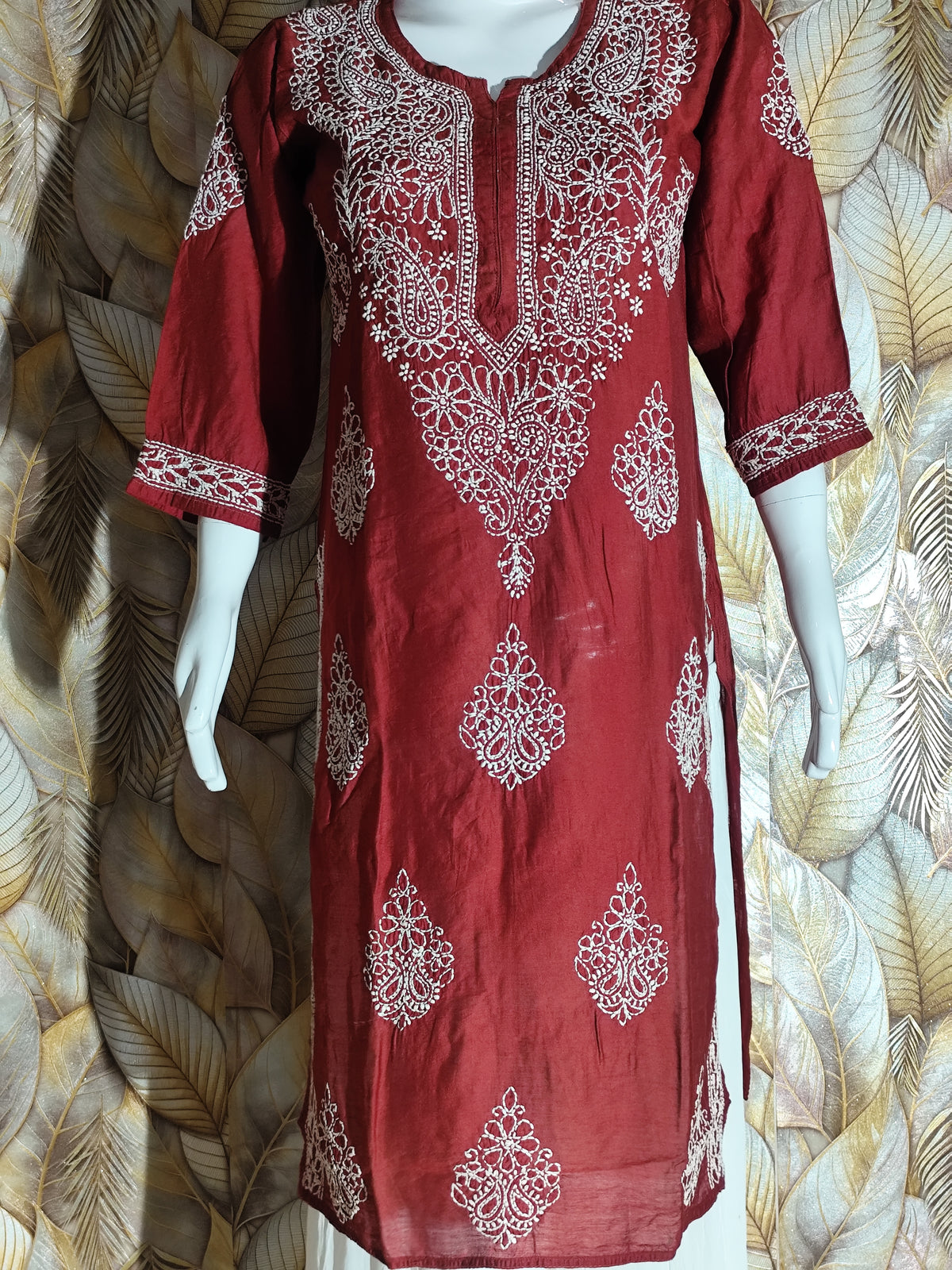 Chandari Hand Embroidery Bhakhiya _maroon