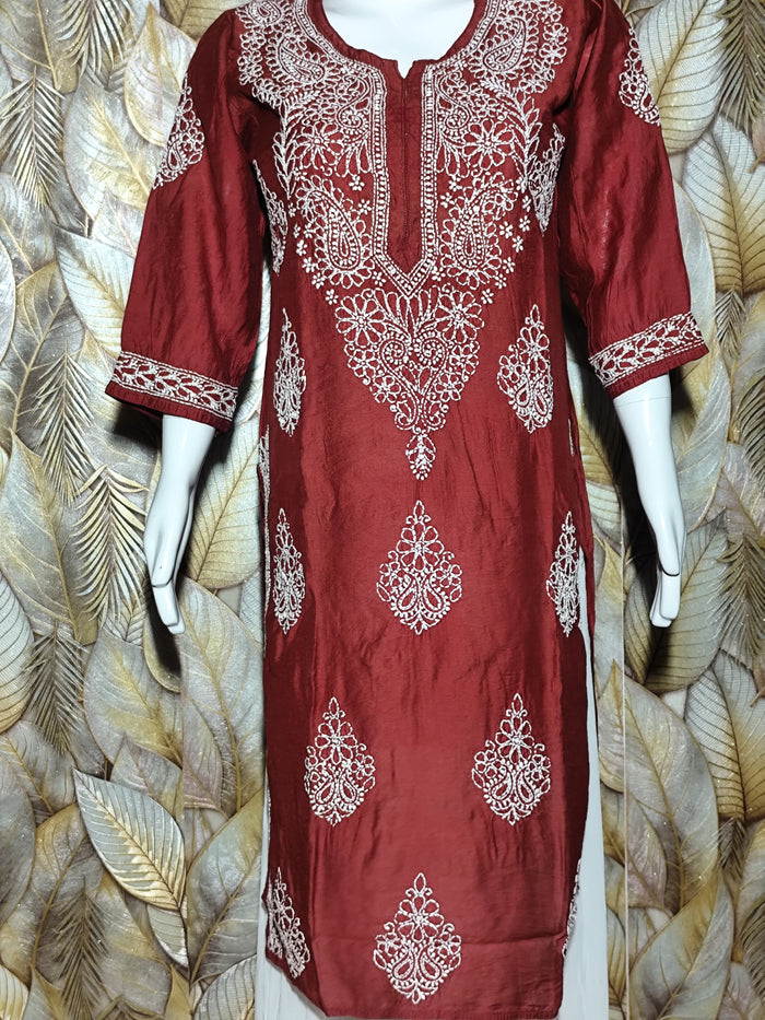 Chandari Hand Embroidery Bhakhiya _maroon