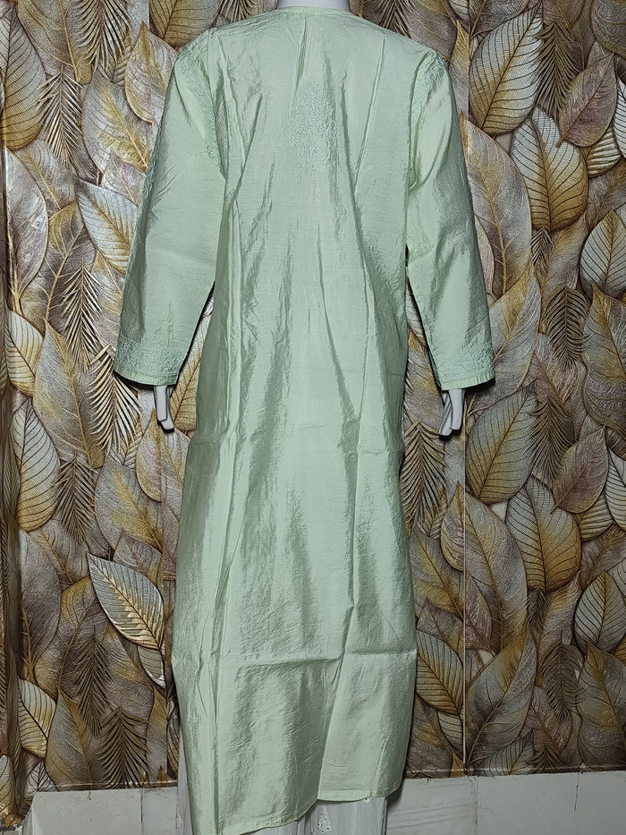 Chandari Hand Embroidery Bhakhiya  Silver Green