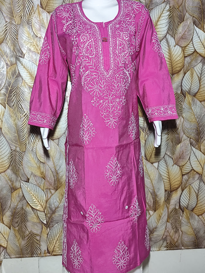 Chandari Hand Embroidery Bhakhiya-Rani Pink