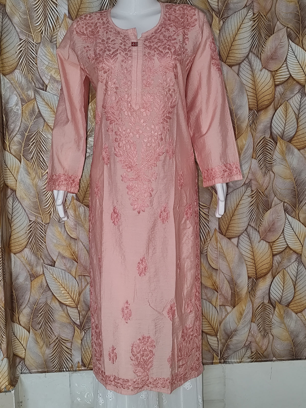 Chandari Kurti Tone To tone Ghas patti Work