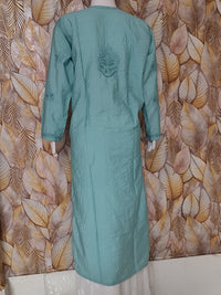 Chandari Ghas patti Kurti -Teal Blue