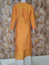 Chandari Kurti Tone To tone Ghas patti Work-Mustard Yellow