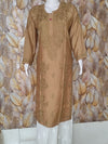 Chandari Kurti Tone To tone Ghas patti Work-Golden Brown
